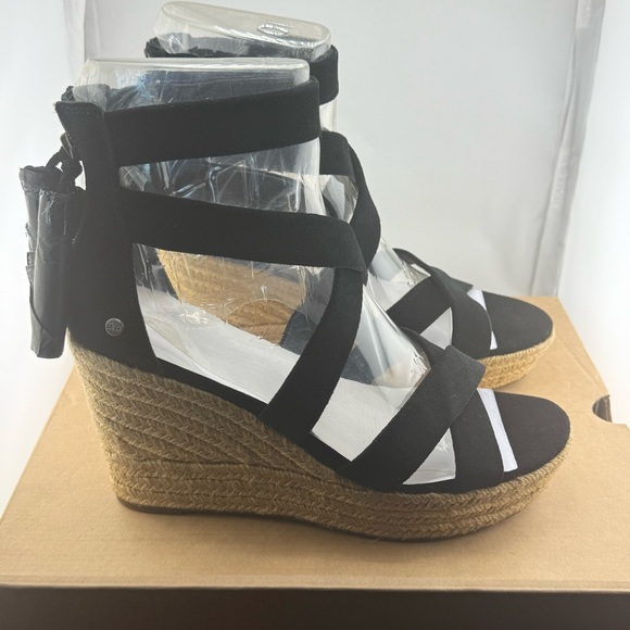 UGG Black and Tan Wedges with Elegant Comfort - Picture 1 of 6